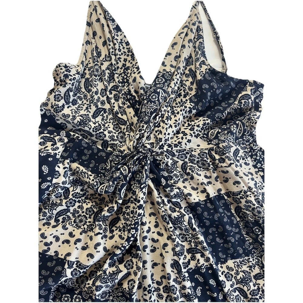 Mustard Seed Jumpsuit Size Large Wide Leg Blue Paisley Print - Picture 6 of 9